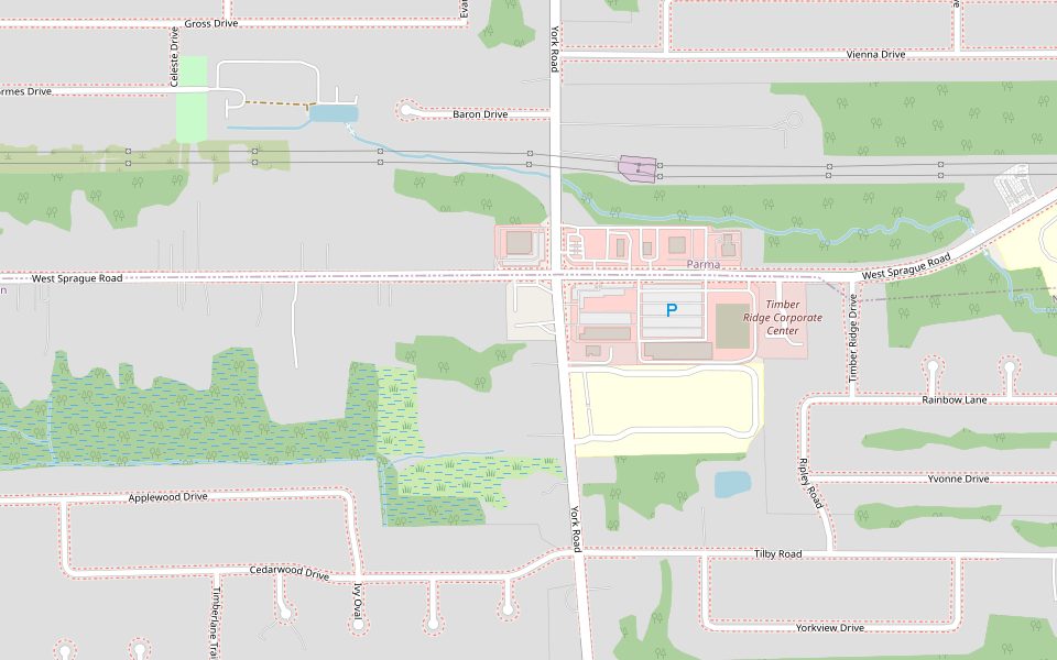 Map showing Automotive Workshop on York Road, just south of West Sprague Road in North Royalton